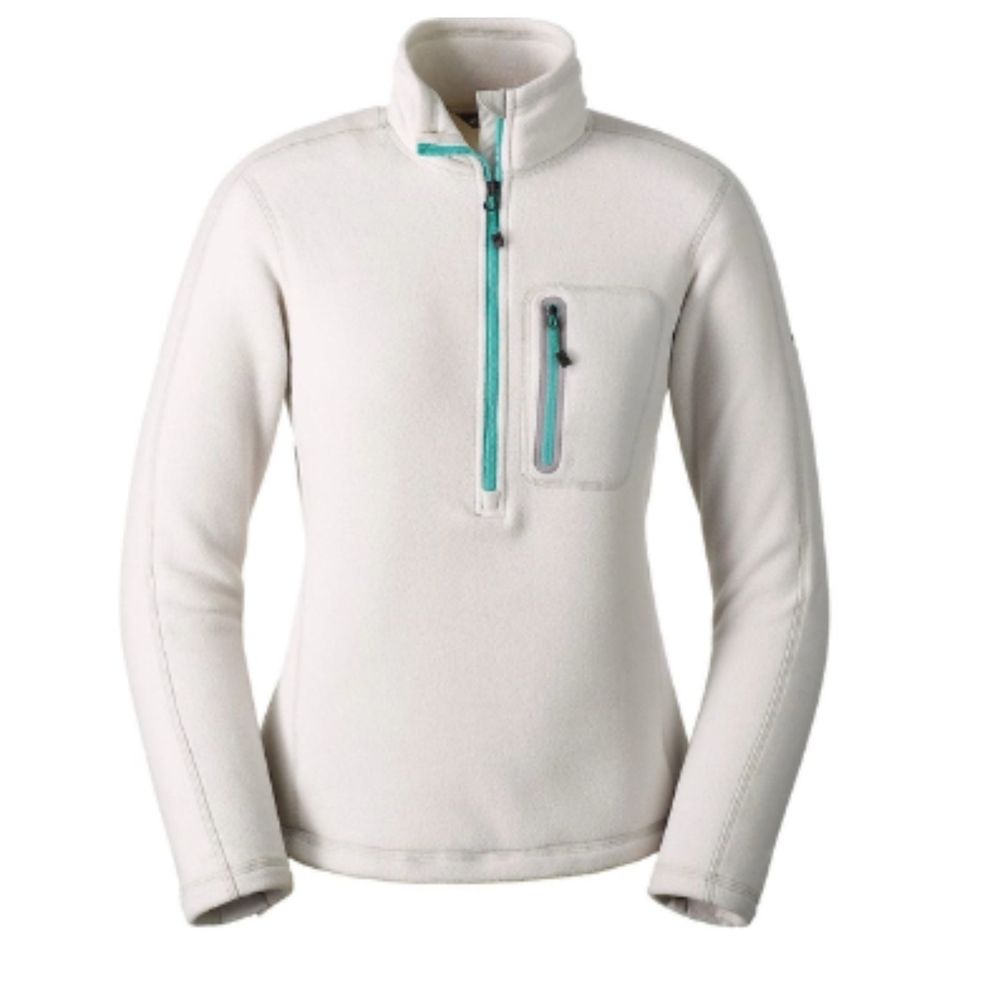 Eddie Bauer First Ascent Women's Cream/Teal High Route Grid Fleece Pullover